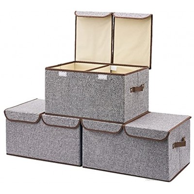 3-Pack Aufbewahrungsbox mit Deckel EZOWare Cube Aufbewahrungskorb Ordnungsystem Stauraum Boxen Körbe Kisten Grau