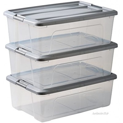 Basics 103433 Aufbewahrungsboxen 'New Top Box' 30 L Plastik Grau 30 Liter