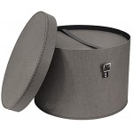 Bigso Box of Sweden 2er-Set Aufbewahrungsbox mit Deckel – runde Ordnungsbox mit Lederriemen – große und kleine Hutschachtel aus Faserplatte und Papier in Leinenoptik – grau