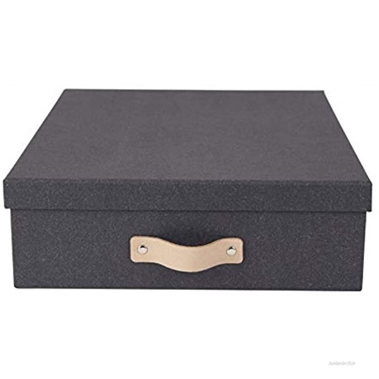 BIGSO BOX OF SWEDEN Dokumentenbox für A4 Papier Broschüren usw. – Schreibtischablage mit Deckel und Griff – Aufbewahrungsbox aus Faserplatte und Papier – Dunkelbraun