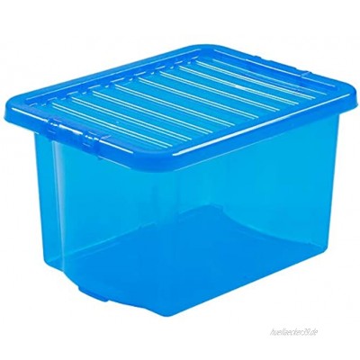 Certeo Aufbewahrungsbox | blau | 24 l | Mit Deckel | VE 1 | Lagerkisten Kunststoffbox Stapelbox