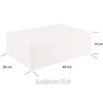 Creative Deco XL Große Weiße Holz-Kiste Holzbox mit Deckel Erinnerungsbox | 40 x 30 x 14 cm + - 1 cm | ohne Griffen | Aufbewahrungs-Box Spielzeugkiste Kasten | Ideal für Spielzeuge und Werkzeuge