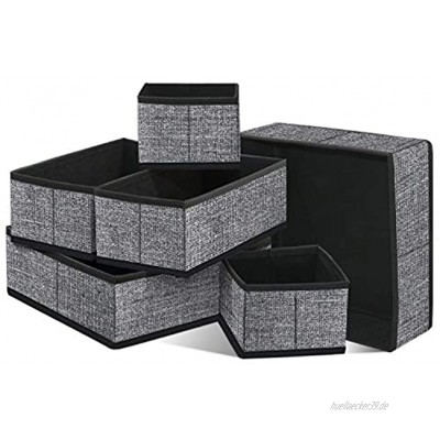 homyfort 6er-Set Stoffbox für Schrank oder Schublade Aufbewahrungsbox für Wäsche Gürtel Accessoires Aufbewahrungskiste für den Schublade Stoff kiste Vliesstoff Schwarz-Leinen XACB6P