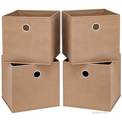 i BKGOO Faltbare Aufbewahrungswürfel Schubladenbehälter Stoff Aufbewahrungsboxen mit runden Metallösen für die Organisation von Regal Kinderzimmer Schrank 4er Pack Beige 28x28x28 cm