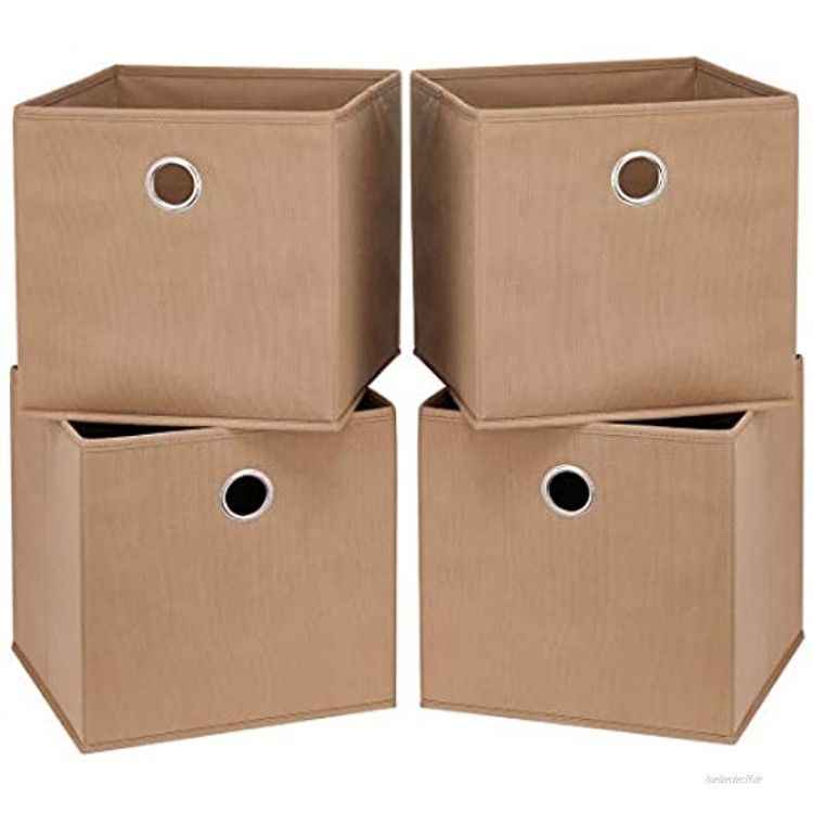 i BKGOO Faltbare Aufbewahrungswürfel Schubladenbehälter Stoff Aufbewahrungsboxen mit runden Metallösen für die Organisation von Regal Kinderzimmer Schrank 4er Pack Beige 28x28x28 cm