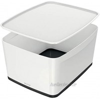 Leitz MyBox Aufbewahrungsbox mit Deckel 18 Liter Wasserabweisend perlweiß  schwarz WOW 52161095