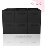 Lividé 6 STÜCK Aufbewahrungsbox in Schwarz | kompatibel mit IKEA Kallax Regalen | 33 cm x 33 cm x 33 cm | hochwertige Aufbewahrungskiste mit praktischem Griff für mehr Ordnung im Schrank