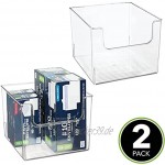 mDesign 2er-Set Aufbewahrungsbox – praktischer Organizer für Büro Wohnzimmer Badezimmer & Co. – Schrankbox mit abgesenkter Front für leichtere Handhabung – transparent