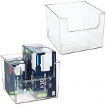 mDesign 2er-Set Aufbewahrungsbox – praktischer Organizer für Büro Wohnzimmer Badezimmer & Co. – Schrankbox mit abgesenkter Front für leichtere Handhabung – transparent