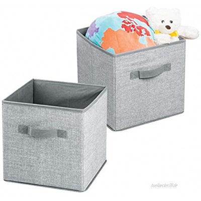 mDesign Aufbewahrungsbox aus Stoff im 2er-Set – Ordnung im Kinderzimmer – große Box zur Decken Kleidung oder Spielzeug Aufbewahrung – grau