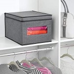 mDesign Stoffbox im 6er-Set – Aufbewahrungsbox aus Stoff – ideal zur Ablage von Kleidung und als Schrankbox – Aufbewahrungskiste mit praktischem Deckel – dunkelgrau schwarz