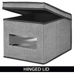 mDesign Stoffbox im 6er-Set – Aufbewahrungsbox aus Stoff – ideal zur Ablage von Kleidung und als Schrankbox – Aufbewahrungskiste mit praktischem Deckel – dunkelgrau schwarz