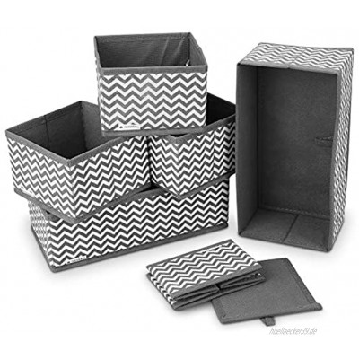 Navaris Aufbewahrungsboxen Organizer Ordnungssystem Stoffboxen 6 Stück in verschiedenen Größen für Kleiderschrank und Schubladen faltbar
