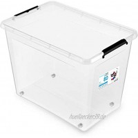 Orplast Aufbewahrungsbox Lagerbox Rollerbox Box Behälter mit Rollen transparent 80L