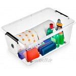 Orplast Aufbewahrungsbox Lagerbox Rollerbox transparent 40L mit Deckel & Rollen