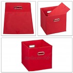 Relaxdays Aufbewahrungsbox 2er Set Regalkorb ohne Deckel mit Griff faltbar Stoffbox quadratisch 30 cm rot