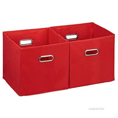 Relaxdays Aufbewahrungsbox 2er Set Regalkorb ohne Deckel mit Griff faltbar Stoffbox quadratisch 30 cm rot