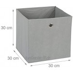 Relaxdays Aufbewahrungsbox Stoff 2er Set quadratisch Aufbewahrung für Regal Stoffbox in Würfelform 30x30x30 cm grau