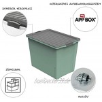 Rotho Compact Aufbewahrungsbox 70l mit Deckel und Rollen Kunststoff PP recycelt BPA-frei grün anthrazit A3 70l 57,0 x 39,5 x 43,5 cm