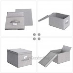 SONGMICS 3er Set Aufbewahrungsbox mit Deckel Faltboxen aus Stoff mit Etikettenhalter Stoffbox Würfel 30 x 40 x 25 cm hellgrau RYFB03W