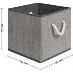 SONGMICS Aufbewahrungsboxen 3er Set Stoffboxen ohne Deckel mit Griffen 30 x 30 x 30 cm Leinenoptik grau RFB016G01