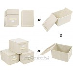 SONGMICS Faltboxen 3er Set Aufbewahrungsboxen mit Deckel Stoffboxen mit Etikettenhalter Aufbewahrungskörbe Spielzeug-Organizer 40 x 30 x 25 cm beige RFB03M