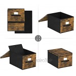 SONGMICS Faltboxen Aufbewahrungsboxen 3er Set mit Deckel und Etikettenhalter für Spielzeug und Kleidung 30 x 40 x 25 cm aus Vliesstoff vintagebraun-schwarz RFB103B01