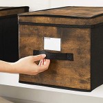 SONGMICS Faltboxen Aufbewahrungsboxen 3er Set mit Deckel und Etikettenhalter für Spielzeug und Kleidung 30 x 40 x 25 cm aus Vliesstoff vintagebraun-schwarz RFB103B01