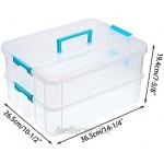 SUMNACON 2-stöckige stapelbare Aufbewahrungsbox aus Kunststoff mit Tragegriff transparente Behälter Organizer für Kunst- und Bastelspielzeug Nähzubehör Blau