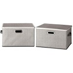 TOPP4u Aufbewahrungsbox mit Deckel und 3 Griffen im 2er Set grau 2 große Faltboxen mit stabilem Kunststoff-Deckel 38 x 26 x 24,5 cm Faltbare Stoffbox Ordnungsbox