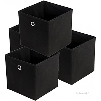 Trintion 4er Set Aufbewahrungsbox Aufbewahrungsboxen Faltbare Aufbewahrungskorb Regalbox Regalkörbe Ordnungsbox Stoffbox für Spielzeug,Kleidung und Bücher 32 x 32 cmSchwarz