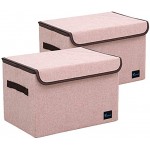 TruReey Aufbewahrungsbox mit Deckel 2 Stück Stoff faltbar für Schrank Bücher Schuhe Spielzeug Rosa