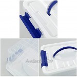 Vcansay Aufbewahrungsbox Plastik Transparent mit Weißem Deckel und Tiefblauen Griffen 6 Packungen