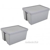 Wham Aufbewahrungsbox mit Deckel 150 Liter 2 Stück grau