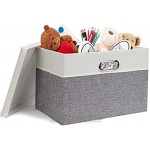 Wintao Aufbewahrungsbox mit Deckel faltbarer Stoffkorb Spielzeugkorb Korb Organizer grau weiß klein 34 x 25 x 18 cm 14 Liter 3 Stück