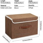 Yawinhe 3 Stück Aufbewahrungsbox mit Deckel Faltbare Leinentuch Kleidung Ablagekorb für Handtücher Bücher Spielzeug Kleidung Braun 38x25x25cm