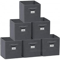 YOUDENOVA Aufbewahrungsbox 6er Pack mit Etikettenkarte Faltbox Aufbewahrungskiste Storage Boxes Ordnungsbox Faltbare Kisten 27x27x28 Grau A