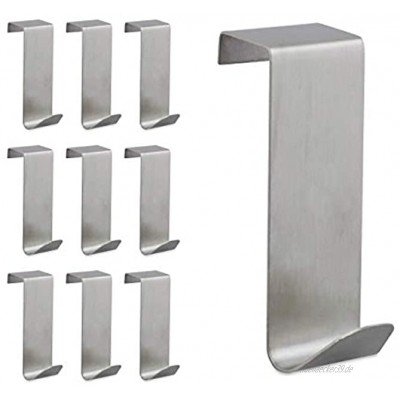 Relaxdays Türhaken 10er Set zum Einhängen Kleiderhaken für Tür & Schrank Haken für 2 cm Türfalz Edelstahl Silber 10 Stück