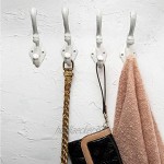 Rustikale Wandhaken Shabby Chic Set mit 4 Wandhaken für Mäntel Taschen Handtücher und mehr Vintage Haken für die Dekoration im Landhausdesign Robuste Haken aus Gusseisen – Puderweiß