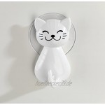 WENKO Saughaken Katze Weiß Wandhaken Kleiderhaken Kunststoff ABS 6 x 9.5 x 5.5 cm Weiß