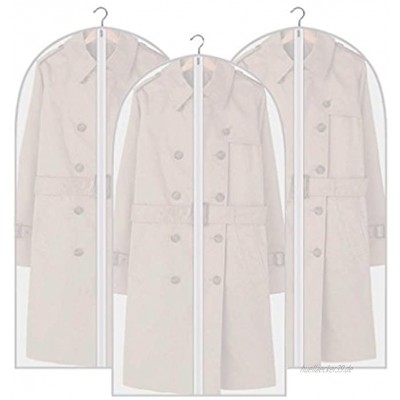 Amoyie 3 Teilige Atmungsaktive Kleidersack PEVA Kleiderschutzhülle für Mantel Kleider und Textil Staubtasche Hängetasche Schutzhülle mit Reißverschluss 120X60cm