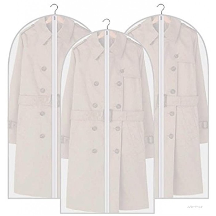Amoyie 3 Teilige Atmungsaktive Kleidersack PEVA Kleiderschutzhülle für Mantel Kleider und Textil Staubtasche Hängetasche Schutzhülle mit Reißverschluss 120X60cm