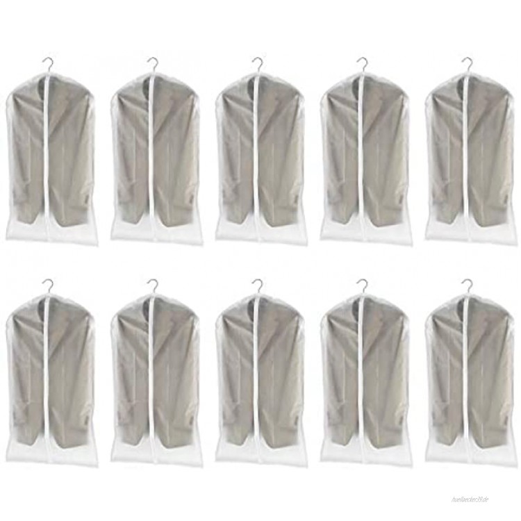 dystaval 10 TLG Set Kleidersack – 60 x 100 Kleiderhülle Anzugsack Anzughülle mit Reißverschluss transparent atmungsaktiv für Kleider und Anzüge