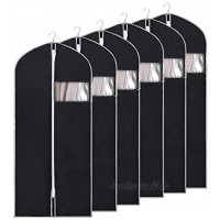 Gobesty Anzug Kleidersack Schwarz 6 Stück Anti-Motte Schutzhülle Kleidersack Abdeckung mit Reißverschluss Faltbar für Kleid Tanzkostüme Staubbeutel Anzüge Mäntel
