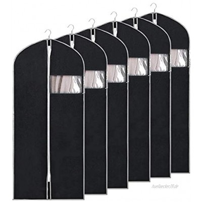 Gobesty Anzug Kleidersack Schwarz 6 Stück Anti-Motte Schutzhülle Kleidersack Abdeckung mit Reißverschluss Faltbar für Kleid Tanzkostüme Staubbeutel Anzüge Mäntel