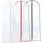 Hangerworld 3 Wasserabweisende Kleiderhüllen für Brautkleider 183cm Transparent Mit Buntem Saum