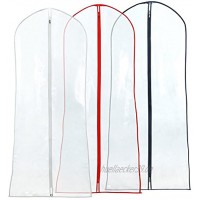 Hangerworld 3 Wasserabweisende Kleiderhüllen für Brautkleider 183cm Transparent Mit Buntem Saum