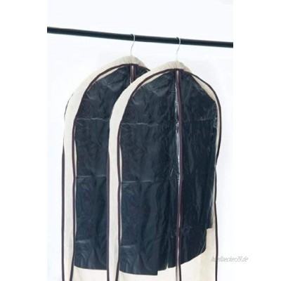 Home Zone 2-er Multipack von atmungsaktiven Kleidersäcken Kleiderschutzhüllen mit Bambusfasern und Seitenfalten Coffe & Cream Oberfäche 2 * Groß 137cm * 60cm * 10cm