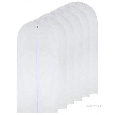 HomeClean Kleidersack Durchsichtig 60cm x 140cm Langes Kleid Mottenfest Kleidersäcke Weiß Atmungsaktiv Durchgehender Reißverschluss Staubschutz für Kleidung Aufbewahrungsschrank Packung mit 6 Stück