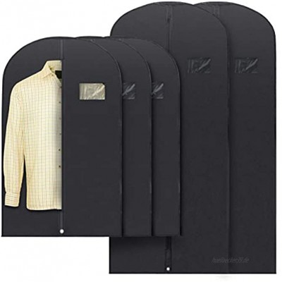 Plixio Kleidersack für Reisen und Aufbewahrung von Kleidern Hemden Mänteln inklusive Reißverschluss und transparentem Fenster schwarz 5 Pack: verschiedene Größen